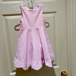 Girls 3T-3 pink/white seersucker dress.  Sleeveless.  Double bow detail on back